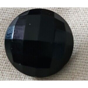Vintage Black Glass Faceted Dome Sewing Button w/ Brass Shank 1” Victorian